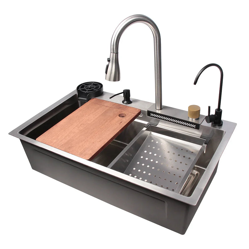 Cuba Cozinha Gourmet Luxo Aço Inox Pia De Cozinha Com Acessórios e Conjunto De Torneiras 81X50X27cm
