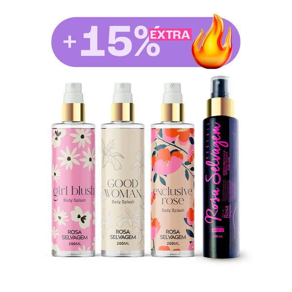 Promo combo - Kit 3 body splashes + óleo rosa selvagem