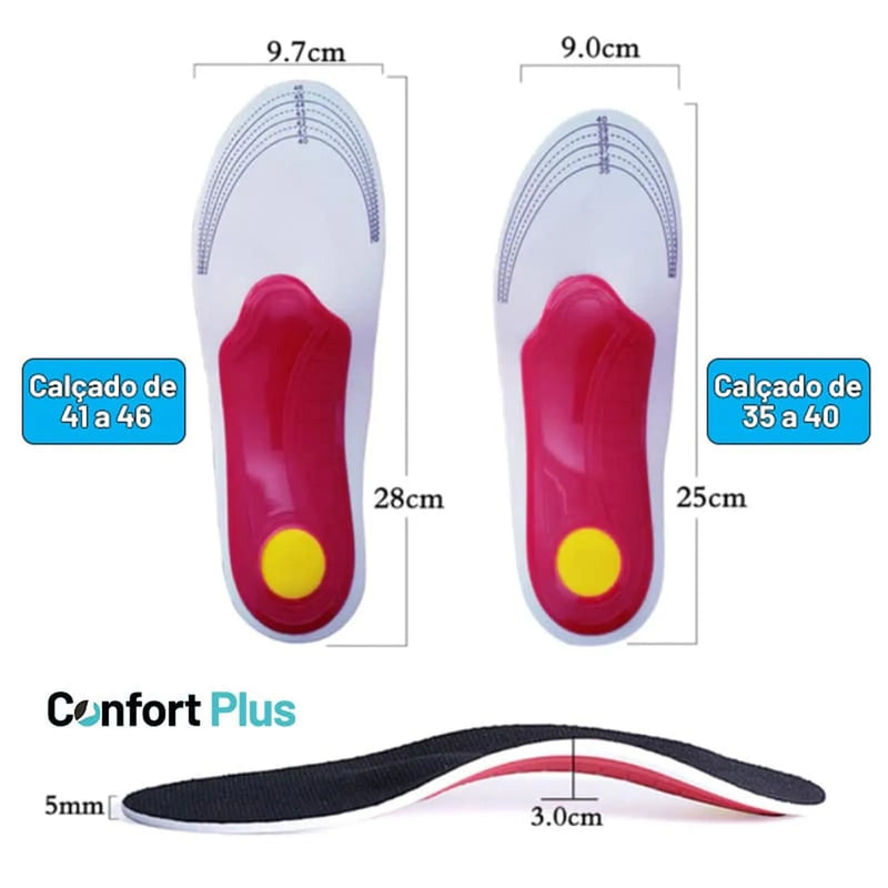 Kit 3 Pares de Palmilha Ortopédica Confort Plus - Corrige Sua Pisada