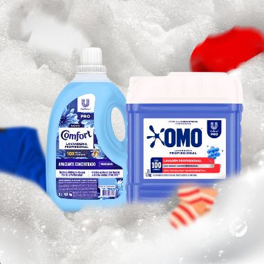 Kit Lavandeira: Lava Roupas Líquido Lavanderia Pro Omo 7L + Amaciante Lavanderia Pro Comfort 7L