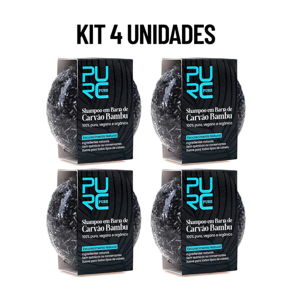 Kit 4 PurcBlack - Shampoo Escurecedor de Cabelo e Barba