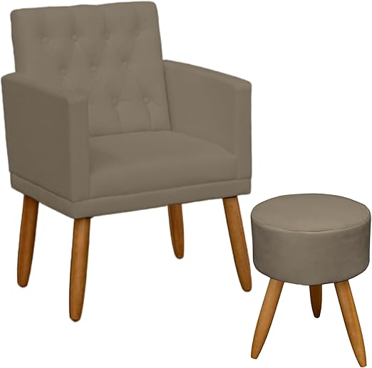 Poltrona Decorativa com Puff resistente moderno para sala de estar Recepção