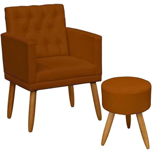 Poltrona Decorativa com Puff resistente moderno para sala de estar Recepção