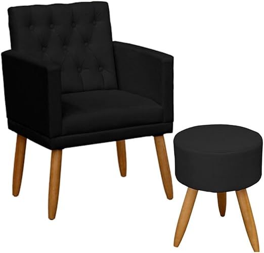 Poltrona Decorativa com Puff resistente moderno para sala de estar Recepção