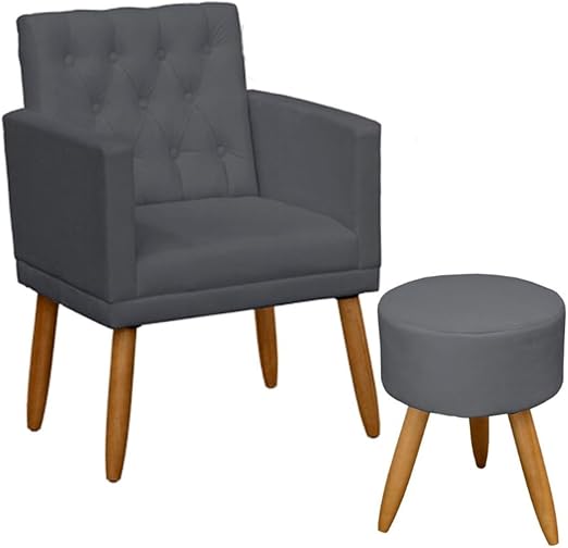 Poltrona Decorativa com Puff resistente moderno para sala de estar Recepção