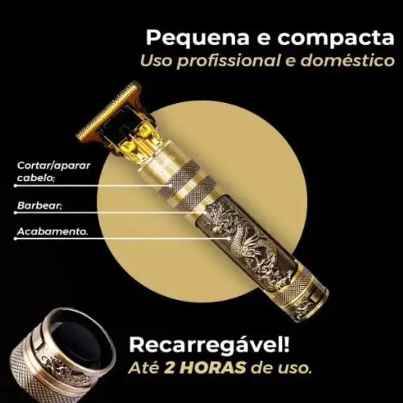 Máquina Gold Dragon 3 em 1 - Vintage T9 - Corte De Barba e Cabelo Profissional