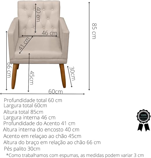 Poltrona Decorativa com Puff resistente moderno para sala de estar Recepção