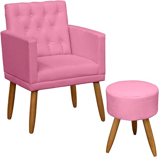 Poltrona Decorativa com Puff resistente moderno para sala de estar Recepção