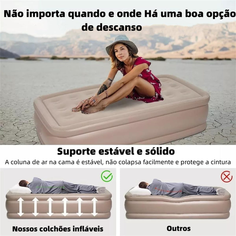 JOYFOX Colchão Inflável Queen Casal Cama De Campanha Bomba Inflável Com Bateria De Lítio Integrada 203 * 154 * 44cm