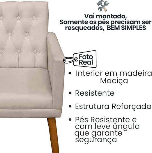 Kit 2 Poltronas Cadeira Decorativa para sala de estar recepção reforçada