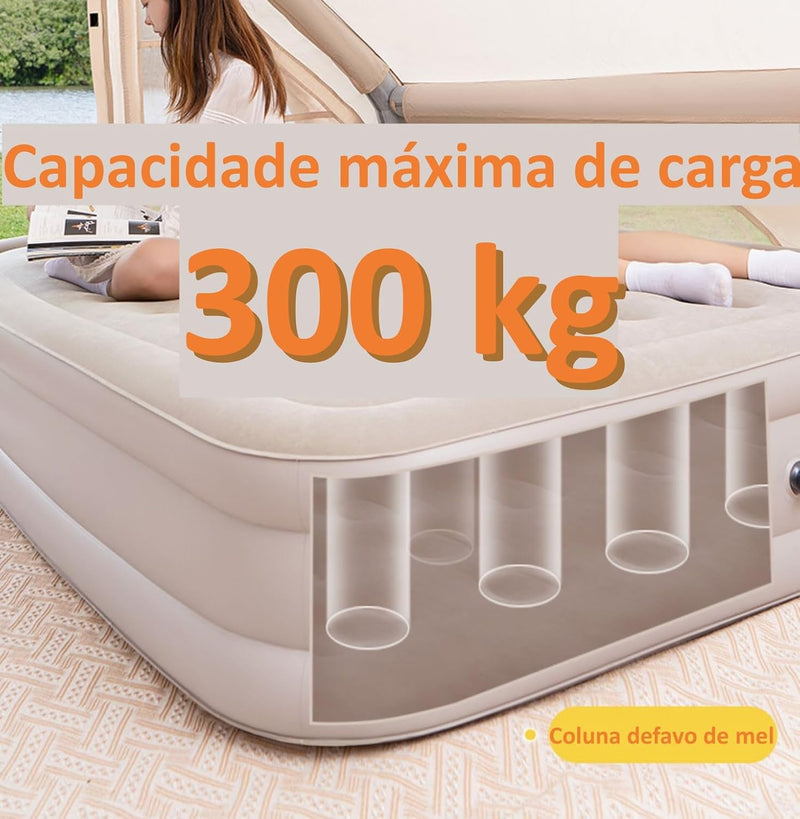 JOYFOX Colchão Inflável Queen Casal Cama De Campanha Bomba Inflável Com Bateria De Lítio Integrada 203 * 154 * 44cm