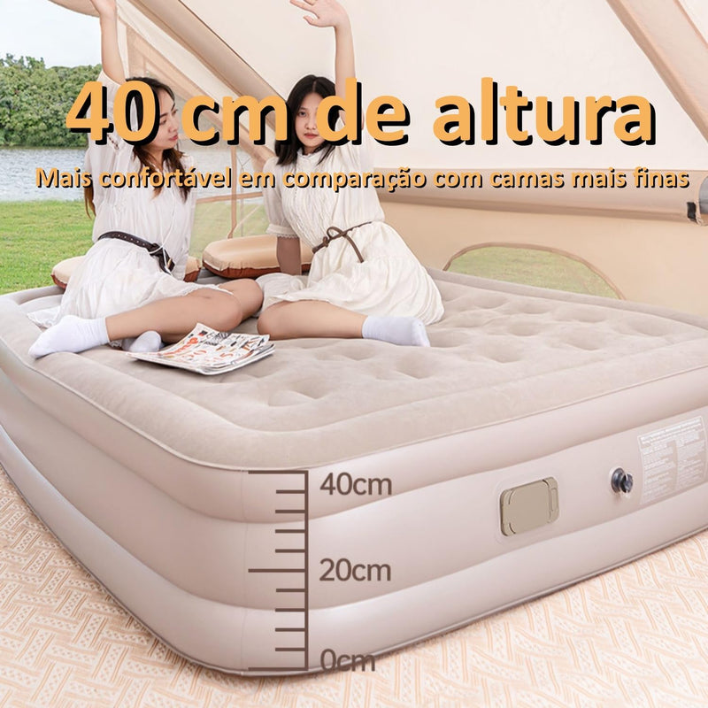 JOYFOX Colchão Inflável Queen Casal Cama De Campanha Bomba Inflável Com Bateria De Lítio Integrada 203 * 154 * 44cm