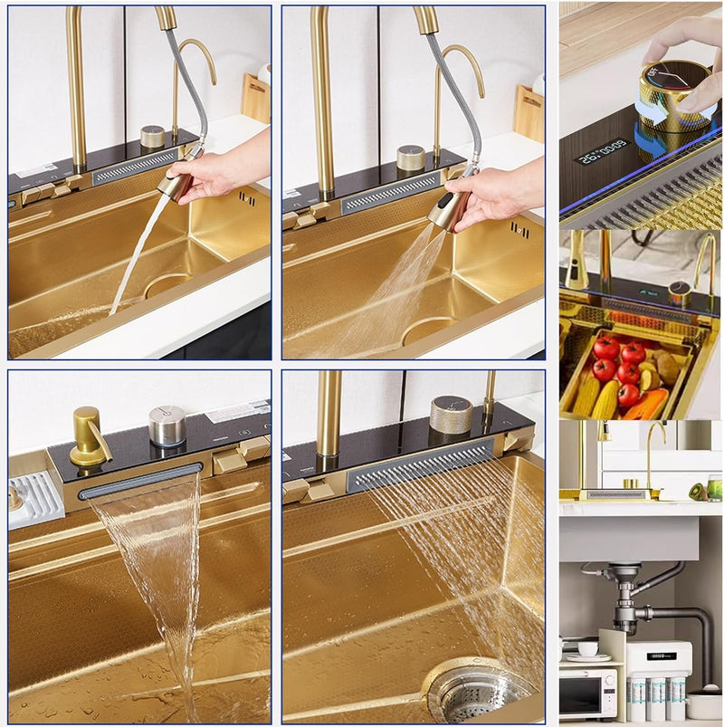 Cuba Cozinha Gourmet Luxo Aço Inox Pia De Cozinha Com Acessórios e Conjunto De Torneiras 81X50X27cm