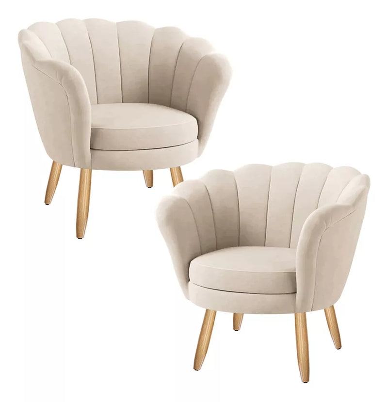 Poltrona Decorativa Pétala Veludo Pés Palito Desenho Do Tecido Liso