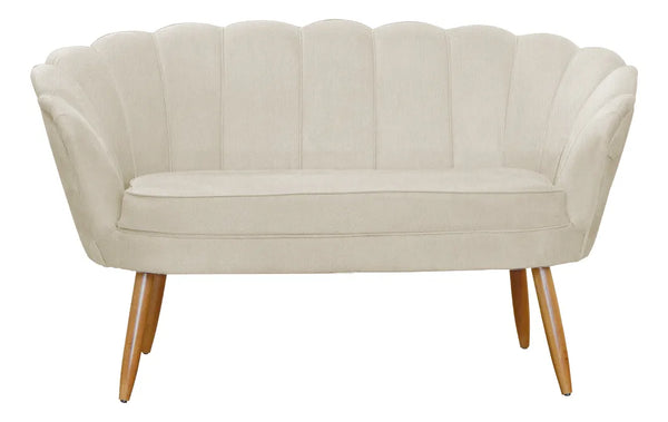 Poltrona Pétala Namoradeira Suede Pés De Madeira Ds Estofado