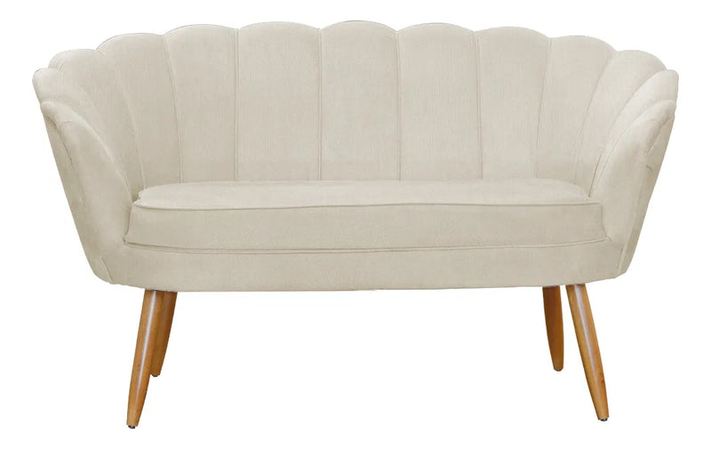 Poltrona Pétala Namoradeira Suede Pés De Madeira Ds Estofado