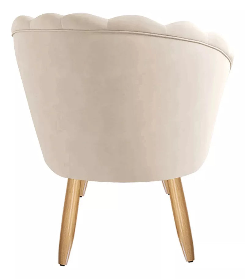 Poltrona Decorativa Pétala Veludo Pés Palito Desenho Do Tecido Liso