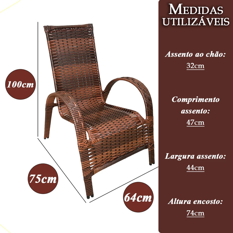 Cadeira confortável luxo cor amêndoa 64cm x 75cm