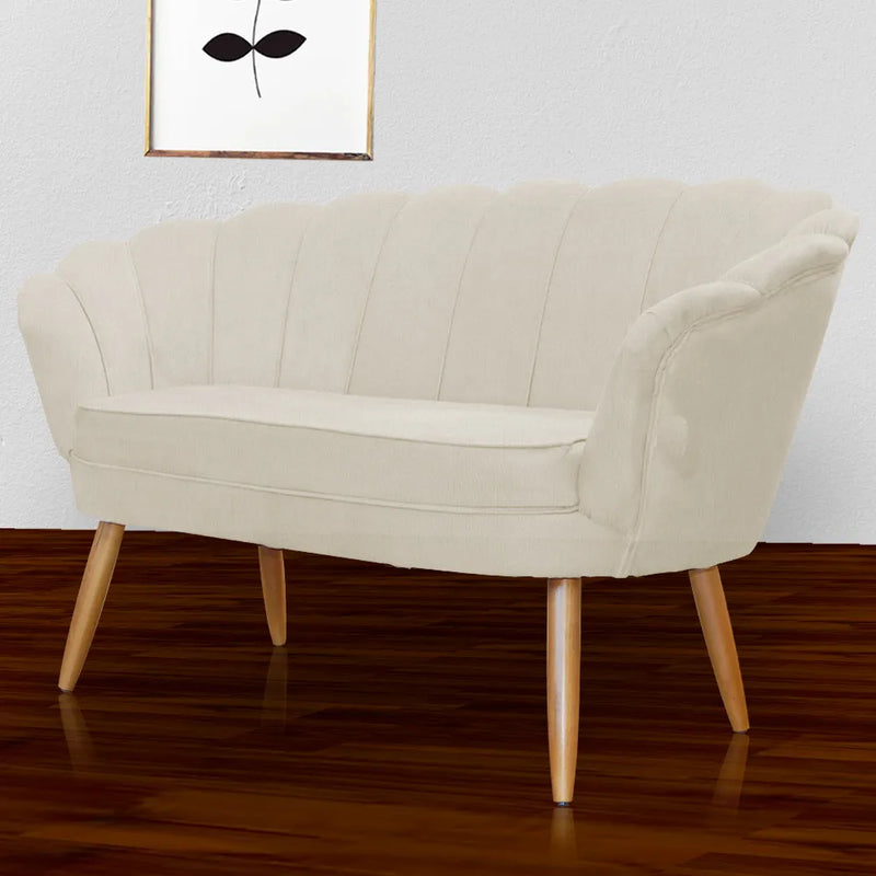 Poltrona Pétala Namoradeira Suede Pés De Madeira Ds Estofado