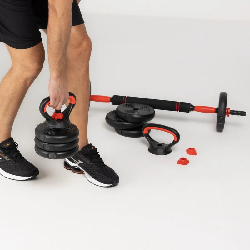 Peso Musculação Kit 6 Em 1 Até 20kg Halter Dumbel Ajustável Cor Preto