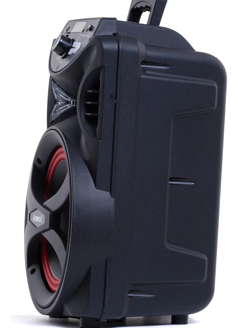 Caixa de Som Amplificada Amvox ACA 255 Hit Woofer 8" Portátil Bluetooth Preto Bivolt