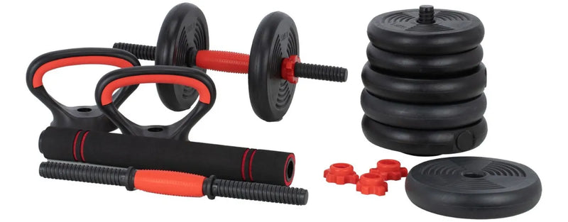 Peso Musculação Kit 6 Em 1 Até 20kg Halter Dumbel Ajustável Cor Preto