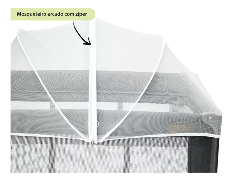 Berço Portátil Infantil Cercado 0-15kg Grafite Lazy Maxibaby