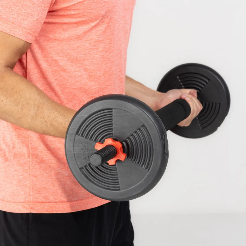 Peso Musculação Kit 6 Em 1 Até 20kg Halter Dumbel Ajustável Cor Preto