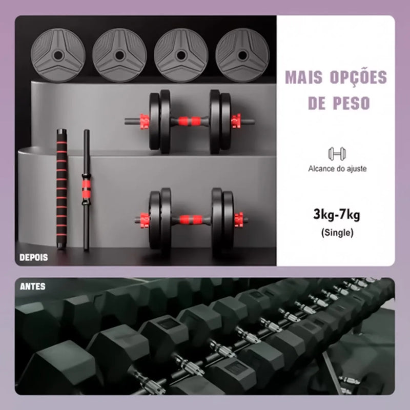 Kit De Halteres E Anilhas Ajustáveis Academia Fitness Treino