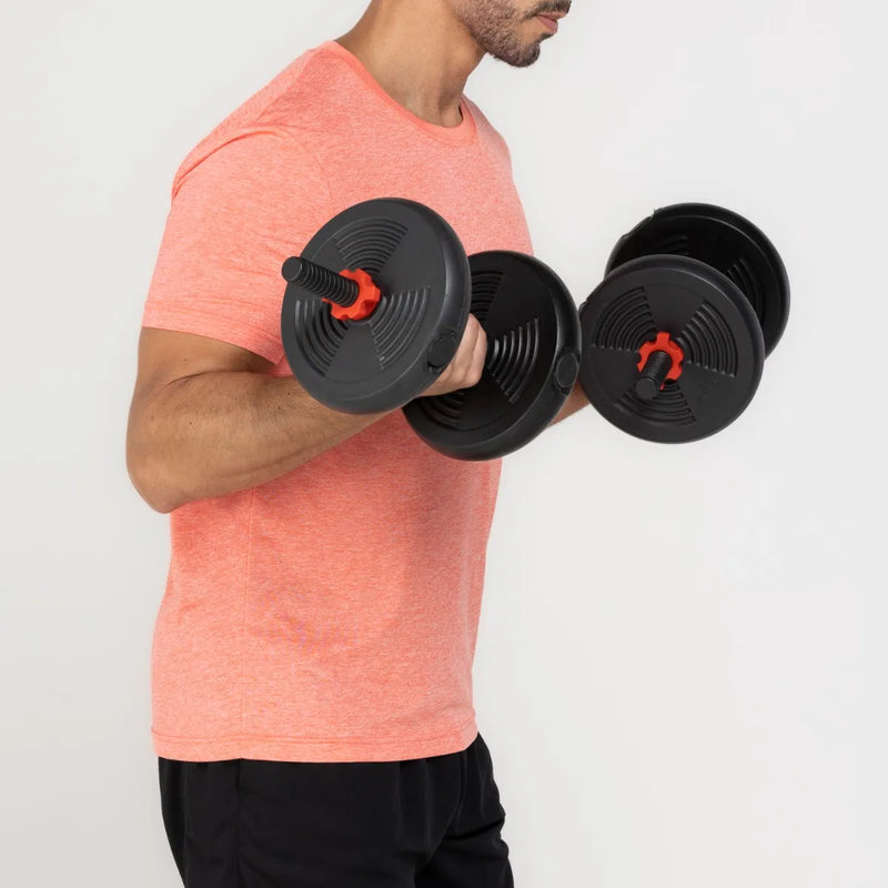 Peso Musculação Kit 6 Em 1 Até 20kg Halter Dumbel Ajustável Cor Preto