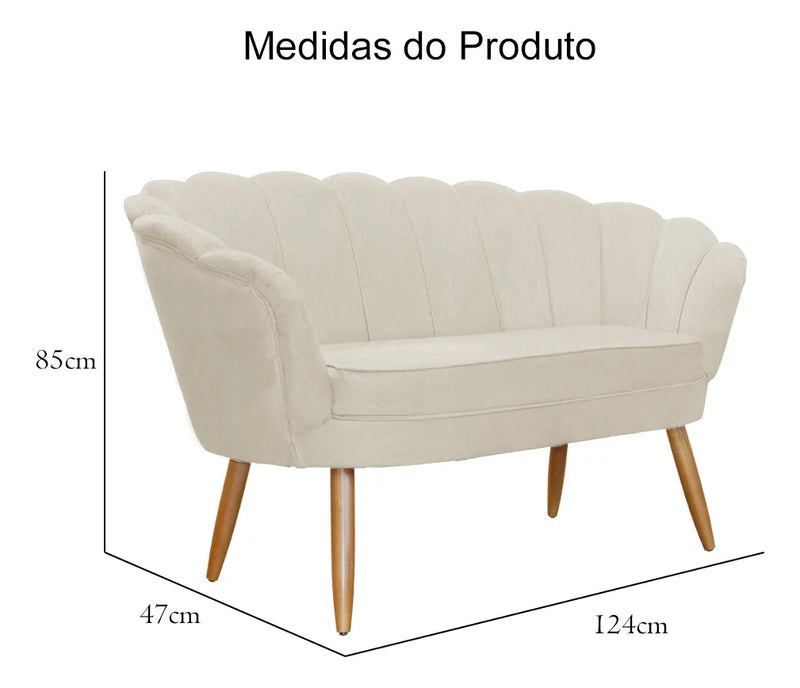Poltrona Pétala Namoradeira Suede Pés De Madeira Ds Estofado