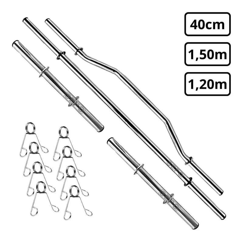 Kit 60kg Anilhas De Ferro Barras Suporte E Banco Para Supino