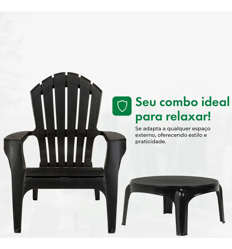 Kit 2 Poltronas De Jardim E Piscina Miami + Mesa
