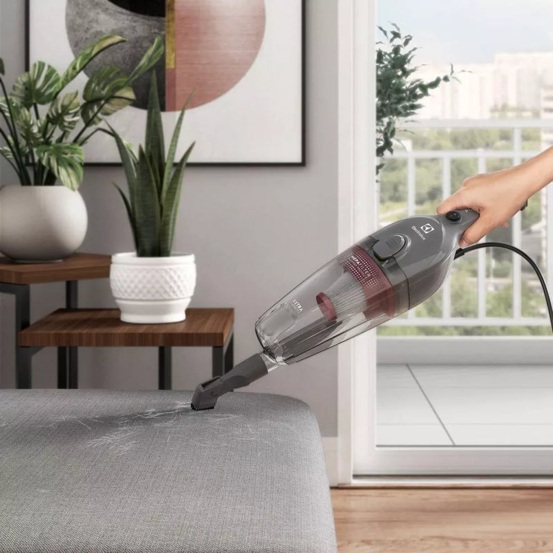 Aspirador pó vertical com fio portátil de mão 2 em 1 potente 1450W cabo 6m capacidade 1,6L filtro HEPA Electrolux STK15 Cinza Urban Grey