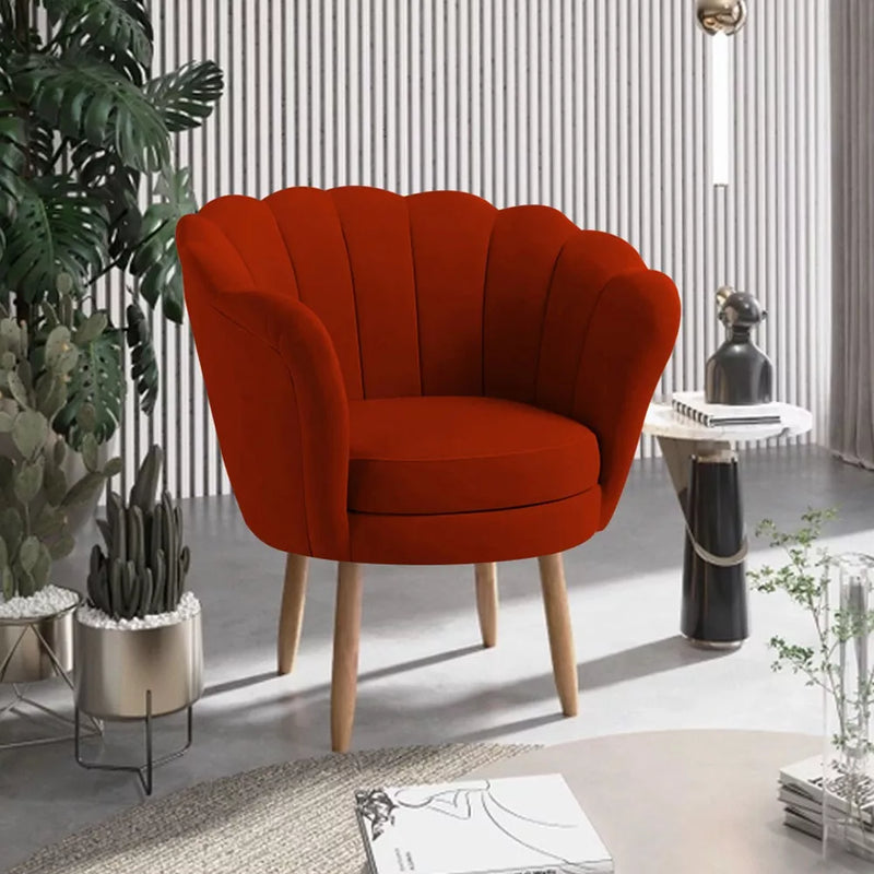 Poltrona Decorativa Pétala Veludo Pés Palito Desenho Do Tecido Liso