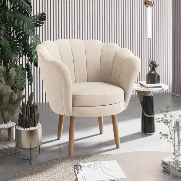 Poltrona Decorativa Pétala Veludo Pés Palito Desenho Do Tecido Liso