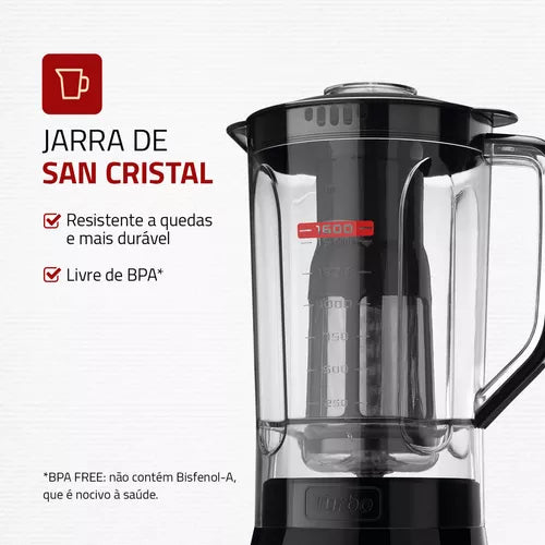 (PROMOÇÃO PRIMEIRA COMPRA) Liquidificador Turbo Power 2,2 L Potência De 550w Cor Preto Mondial 110v