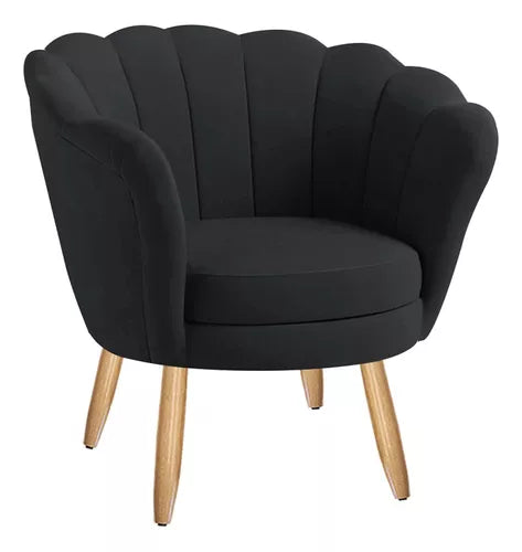 Poltrona Decorativa Pétala Veludo Pés Palito Desenho Do Tecido Liso