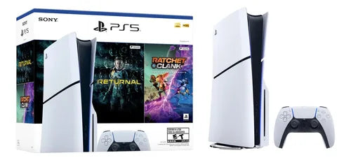 Console PlayStation 5 Midia Fisica Slim Branco 1TB Returnal e Ratchet e Clank Controle Sem Fio Dualsense Branco