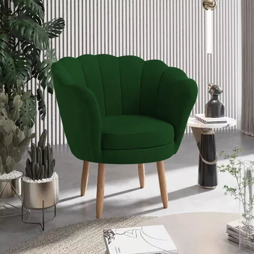 Poltrona Decorativa Pétala Veludo Pés Palito Desenho Do Tecido Liso
