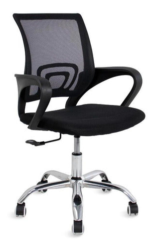 Cadeira de Escritório Pctop Office Fit 1001 9050 Ergonômica Preta com Estofado de Mesh y Tecido