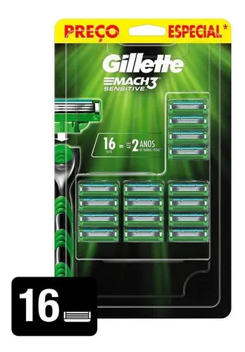 Carga para aparelho de barbear Mach3 Sensitive 16un Gillette