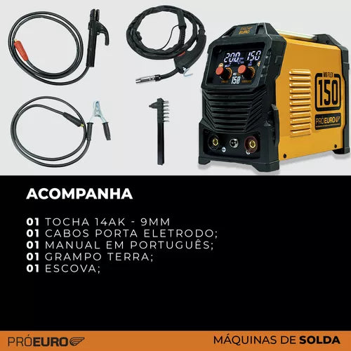 Máquina Solda Mig 150 Flex Tig Lift Mma Sem Gás Bivolt Cor Laranja/Preto Frequência 50 Hz/60 Hz 110V/220V