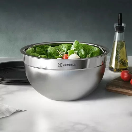 Conjunto com 9 Bowls Tigelas Inox e Tampa Plástica Electrolux