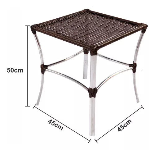 Conjunto 4 Cadeira Alumínio + Mesinha Piscina Sol E Chuva