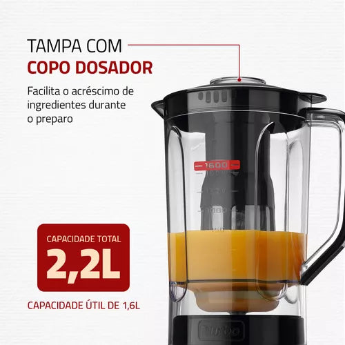 (PROMOÇÃO PRIMEIRA COMPRA) Liquidificador Turbo Power 2,2 L Potência De 550w Cor Preto Mondial 110v