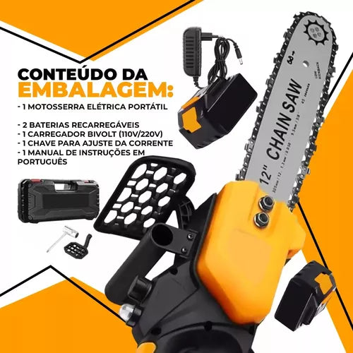 Moto Serra Elétrica 1200w 12 Polegadas Com Duas Baterias 48v