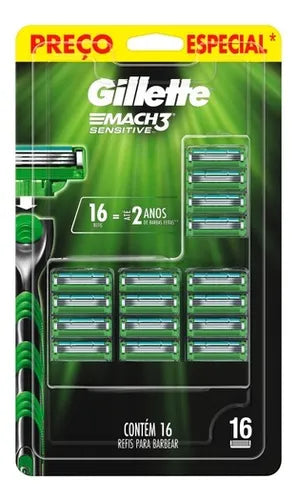 Carga para aparelho de barbear Mach3 Sensitive 16un Gillette