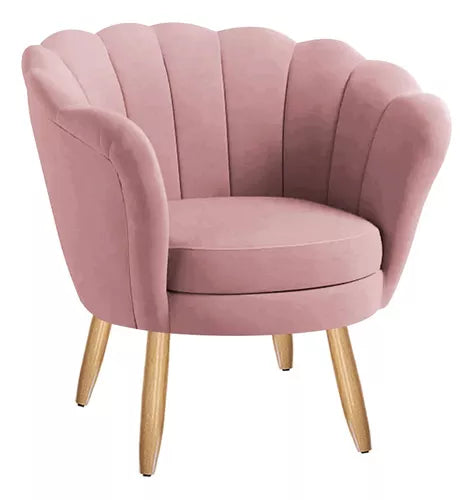 Poltrona Decorativa Pétala Veludo Pés Palito Desenho Do Tecido Liso