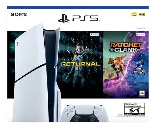 Console PlayStation 5 Midia Fisica Slim Branco 1TB Returnal e Ratchet e Clank Controle Sem Fio Dualsense Branco